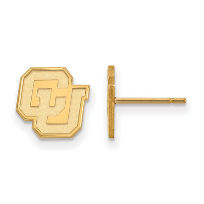 Gold Plated Sterling Silver Logoart University Of Colorado C U Extra Small Post Earrings
