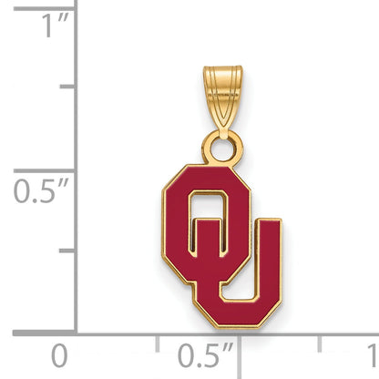 Gold Plated Sterling Silver Logoart University Of Oklahoma O U Small Enameled Pendant