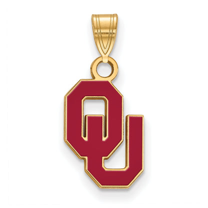 Gold Plated Sterling Silver Logoart University Of Oklahoma O U Small Enameled Pendant