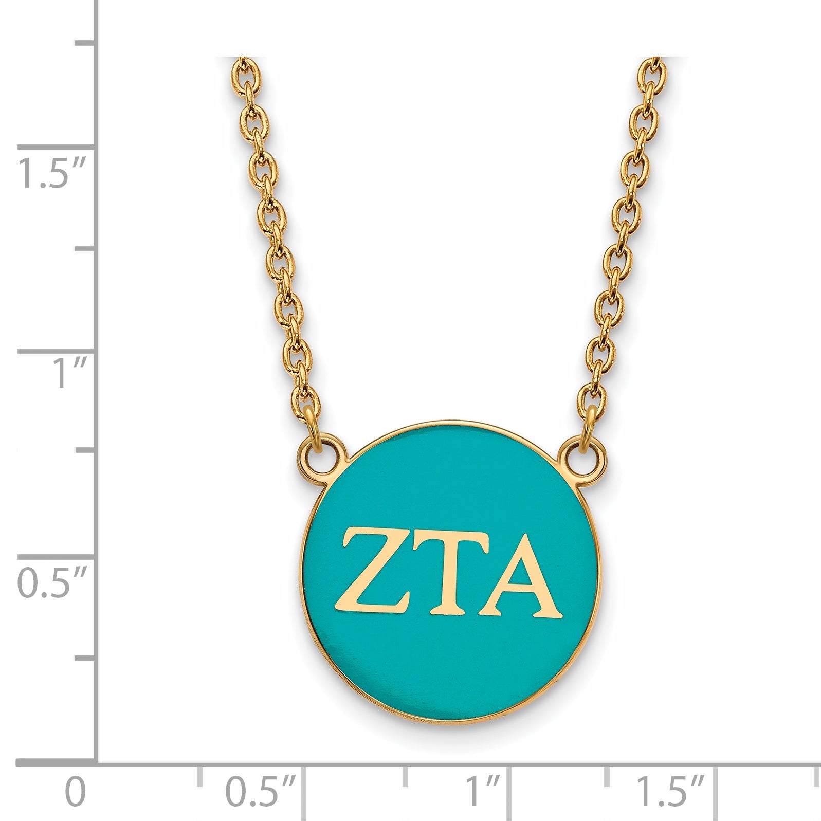 Gold Plated Sterling Silver Logoart Zeta Tau Alpha Sorority Greek Letters Large Color Enamel Pendant 18 Inch Necklace