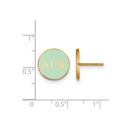 Gold Plated Sterling Silver Logoart Alpha Epsilon Phi Sorority Greek Letters Color Enamel Post Earrings