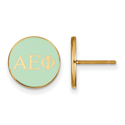 Gold Plated Sterling Silver Logoart Alpha Epsilon Phi Sorority Greek Letters Color Enamel Post Earrings