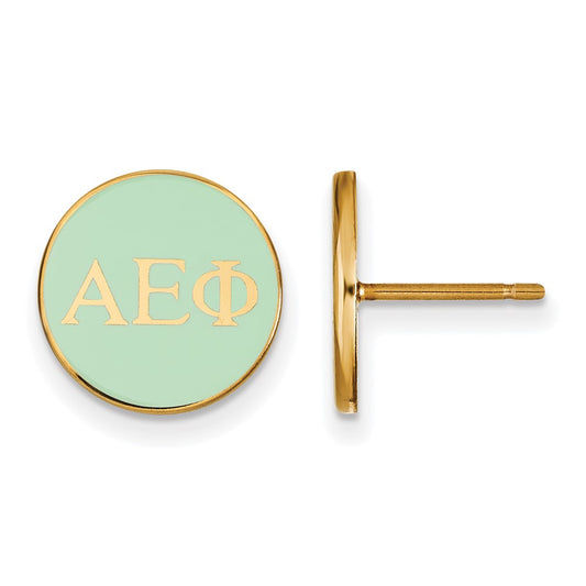 Gold Plated Sterling Silver Logoart Alpha Epsilon Phi Sorority Greek Letters Color Enamel Post Earrings
