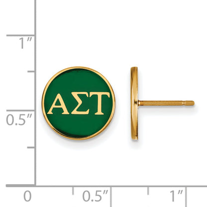 Gold Plated Sterling Silver Logoart Alpha Sigma Tau Sorority Greek Letters Color Enamel Post Earrings