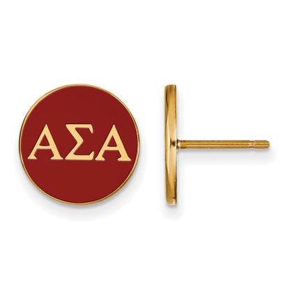 Gold Plated Sterling Silver Logoart Alpha Sigma Sorority Greek Letters Color Enamel Post Earrings