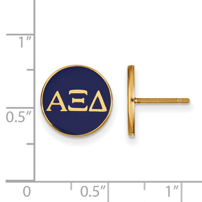 Gold Plated Sterling Silver Logoart Alpha Xi Delta Sorority Greek Letters Color Enamel Post Earrings