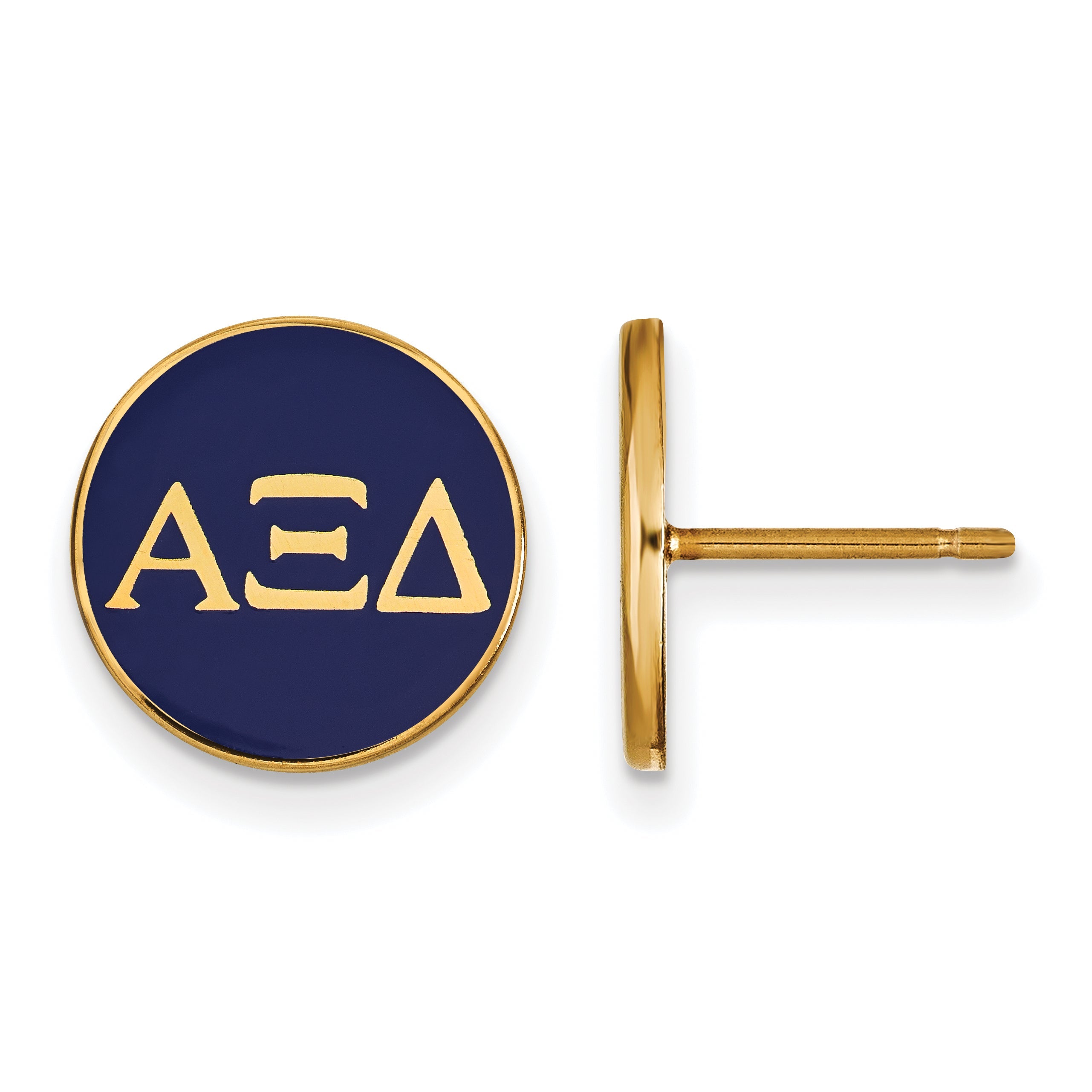 Gold Plated Sterling Silver Logoart Alpha Xi Delta Sorority Greek Letters Color Enamel Post Earrings
