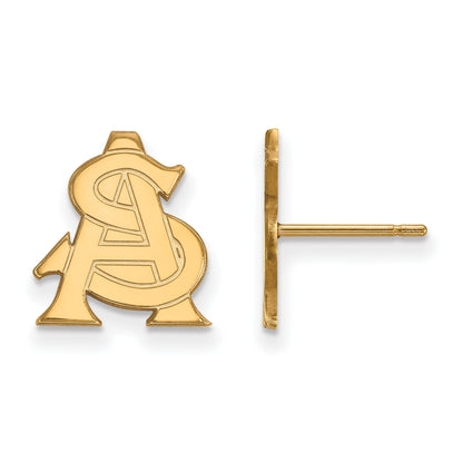 14K Yellow Gold Logoart Arizona State University A S Small Post Earrings