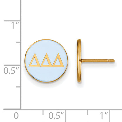 Gold Plated Sterling Silver Logoart Delta Sorority Greek Letters Color Enamel Post Earrings