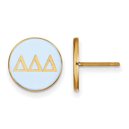 Gold Plated Sterling Silver Logoart Delta Sorority Greek Letters Color Enamel Post Earrings