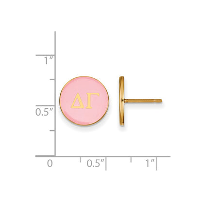 Gold Plated Sterling Silver Logoart Delta Gamma Sorority Greek Letters Color Enamel Post Earrings