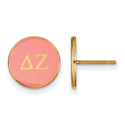 Gold Plated Sterling Silver Logoart Delta Zeta Sorority Greek Letters Color Enamel Post Earrings