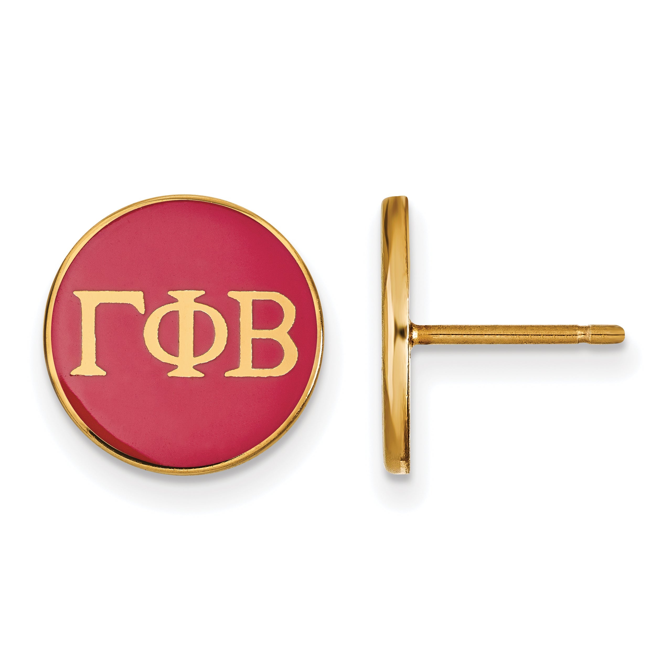 Gold Plated Sterling Silver Logoart Gamma Phi Beta Sorority Greek Letters Color Enamel Post Earrings