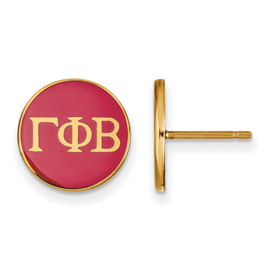 Gold Plated Sterling Silver Logoart Gamma Phi Beta Sorority Greek Letters Color Enamel Post Earrings
