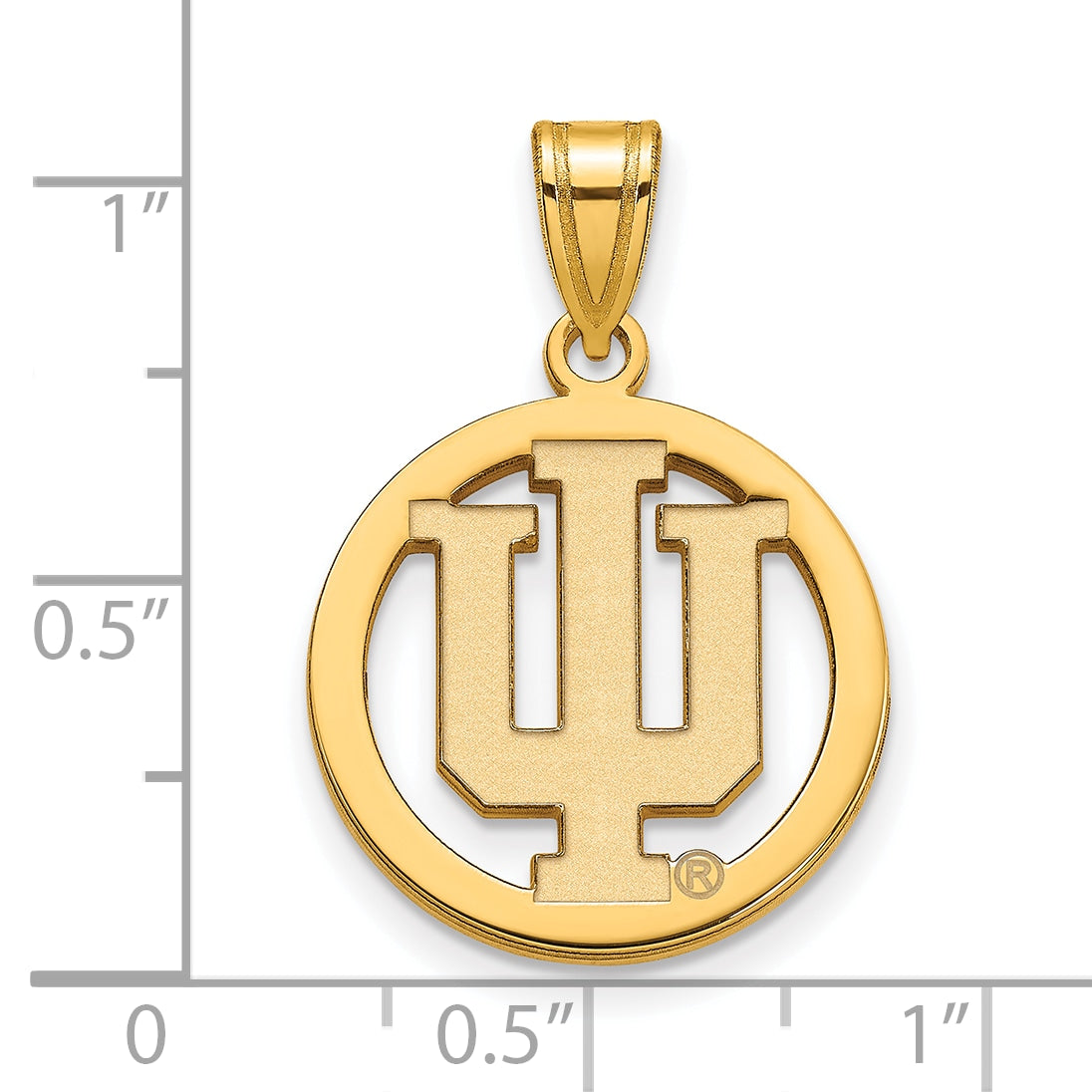 Gold Plated Sterling Silver Logoart Indiana University I U Medium Circle Pendant