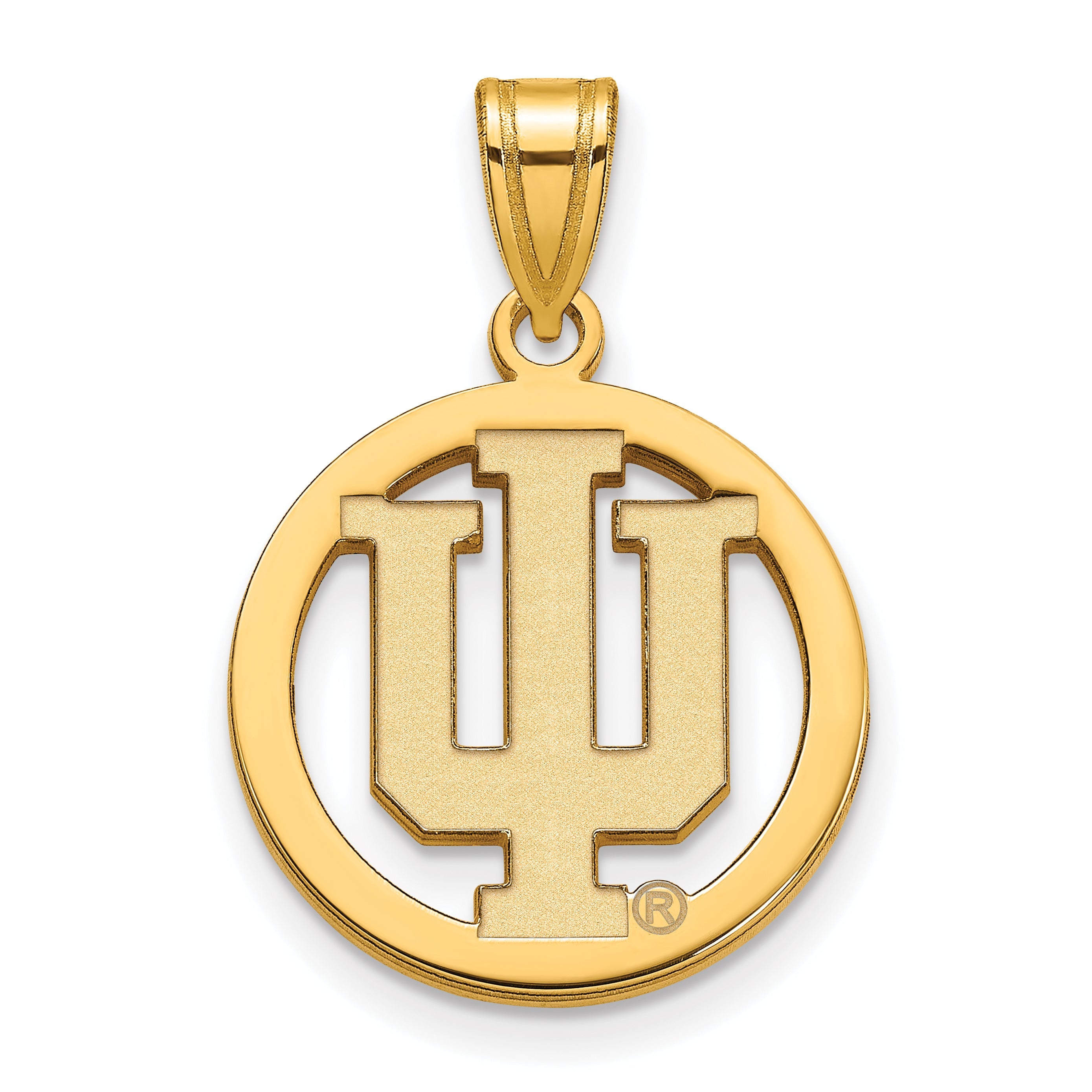Gold Plated Sterling Silver Logoart Indiana University I U Medium Circle Pendant