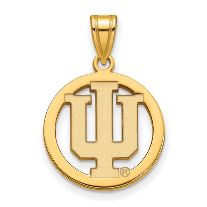 Gold Plated Sterling Silver Logoart Indiana University I U Medium Circle Pendant