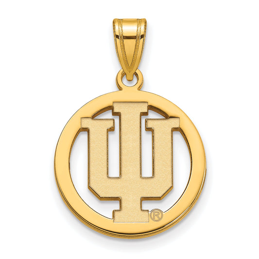 Gold Plated Sterling Silver Logoart Indiana University I U Medium Circle Pendant