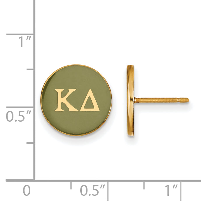 Gold Plated Sterling Silver Logoart Kappa Delta Sorority Greek Letters Color Enamel Post Earrings