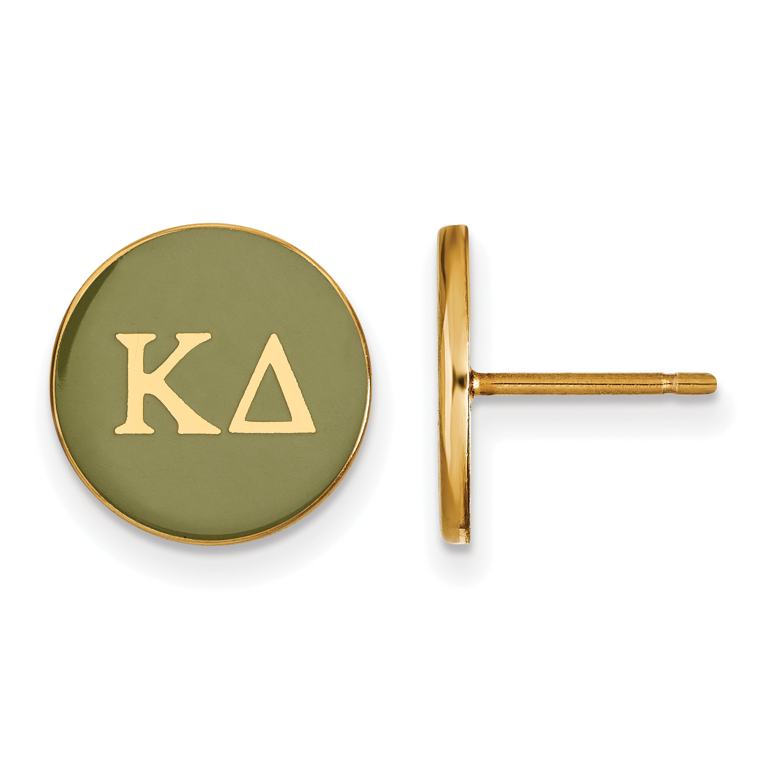 Gold Plated Sterling Silver Logoart Kappa Delta Sorority Greek Letters Color Enamel Post Earrings