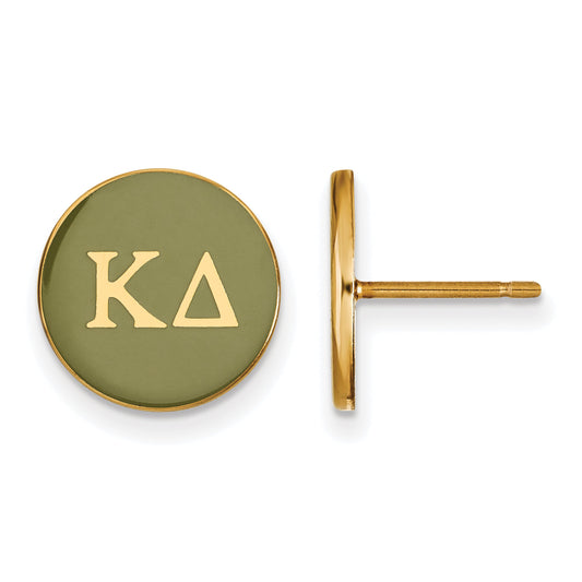 Gold Plated Sterling Silver Logoart Kappa Delta Sorority Greek Letters Color Enamel Post Earrings