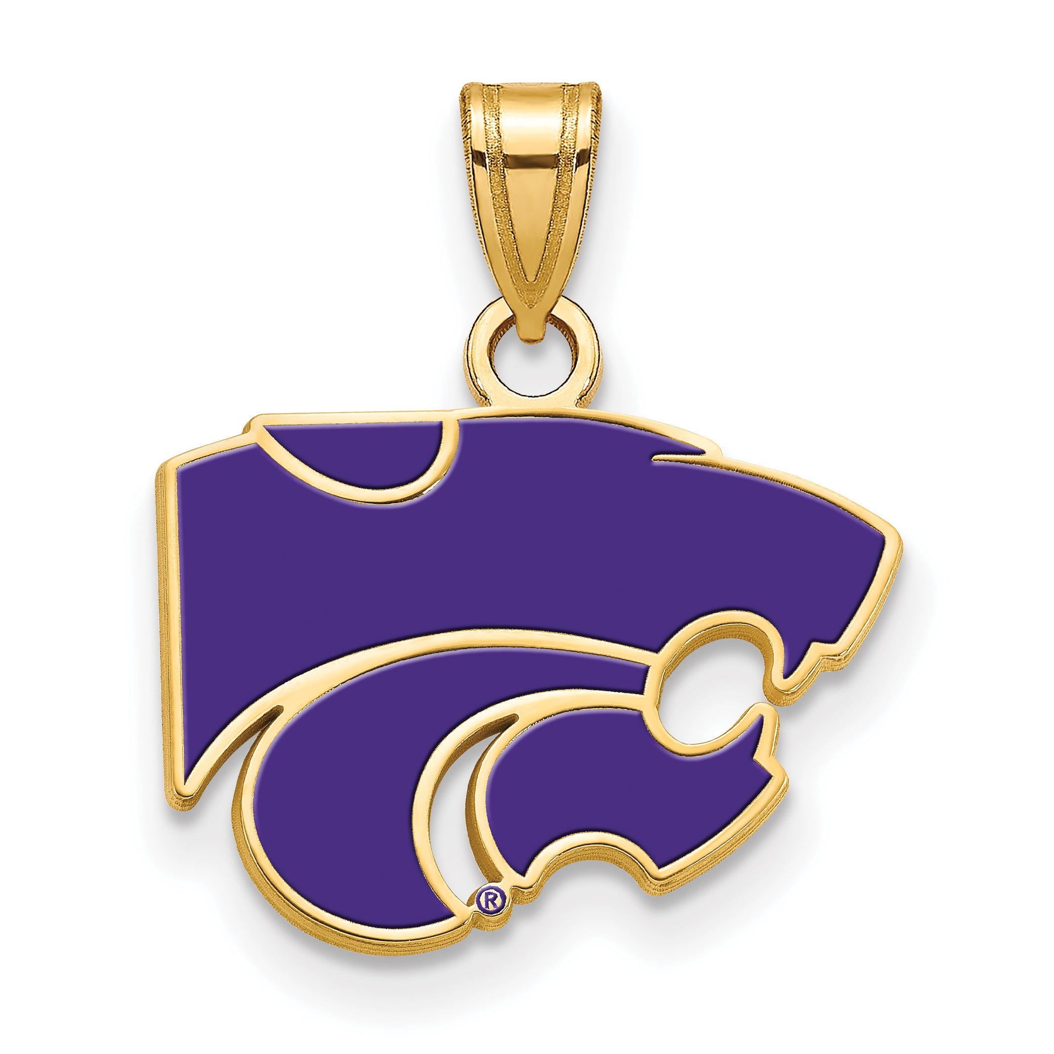 Gold Plated Sterling Silver Logoart Kansas State University Wildcat Small Enameled Pendant
