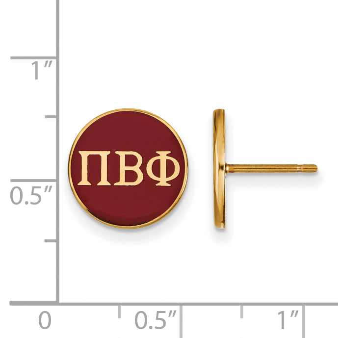 Gold Plated Sterling Silver Logoart Pi Beta Phi Sorority Greek Letters Color Enamel Post Earrings