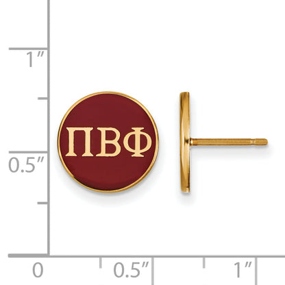 Gold Plated Sterling Silver Logoart Pi Beta Phi Sorority Greek Letters Color Enamel Post Earrings