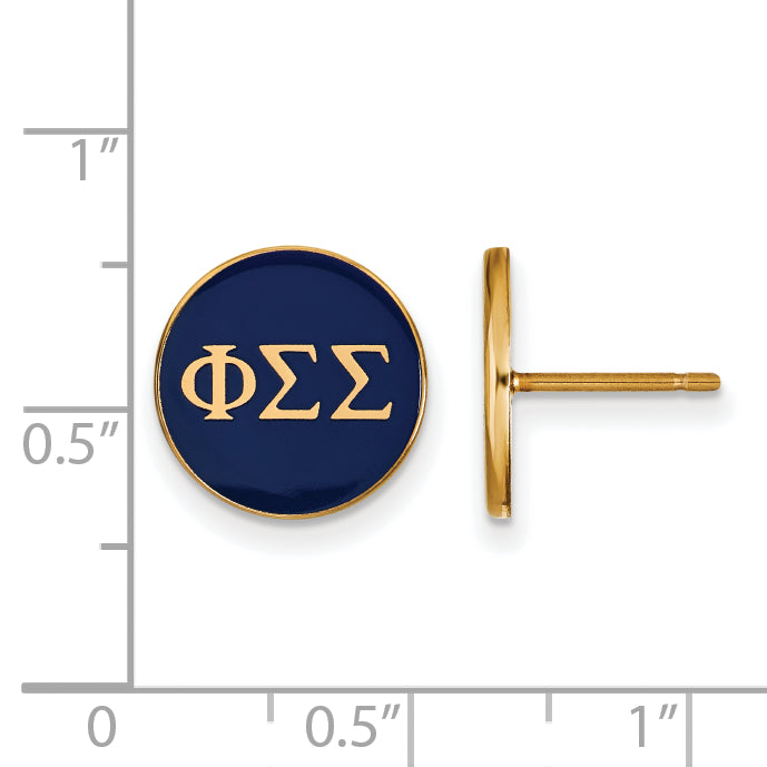 Gold Plated Sterling Silver Logoart Phi Sigma Sorority Greek Letters Color Enamel Post Earrings