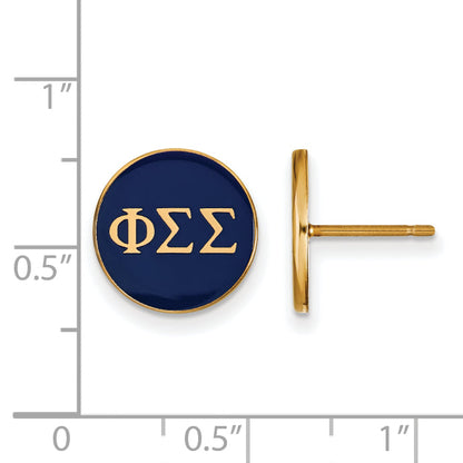 Gold Plated Sterling Silver Logoart Phi Sigma Sorority Greek Letters Color Enamel Post Earrings