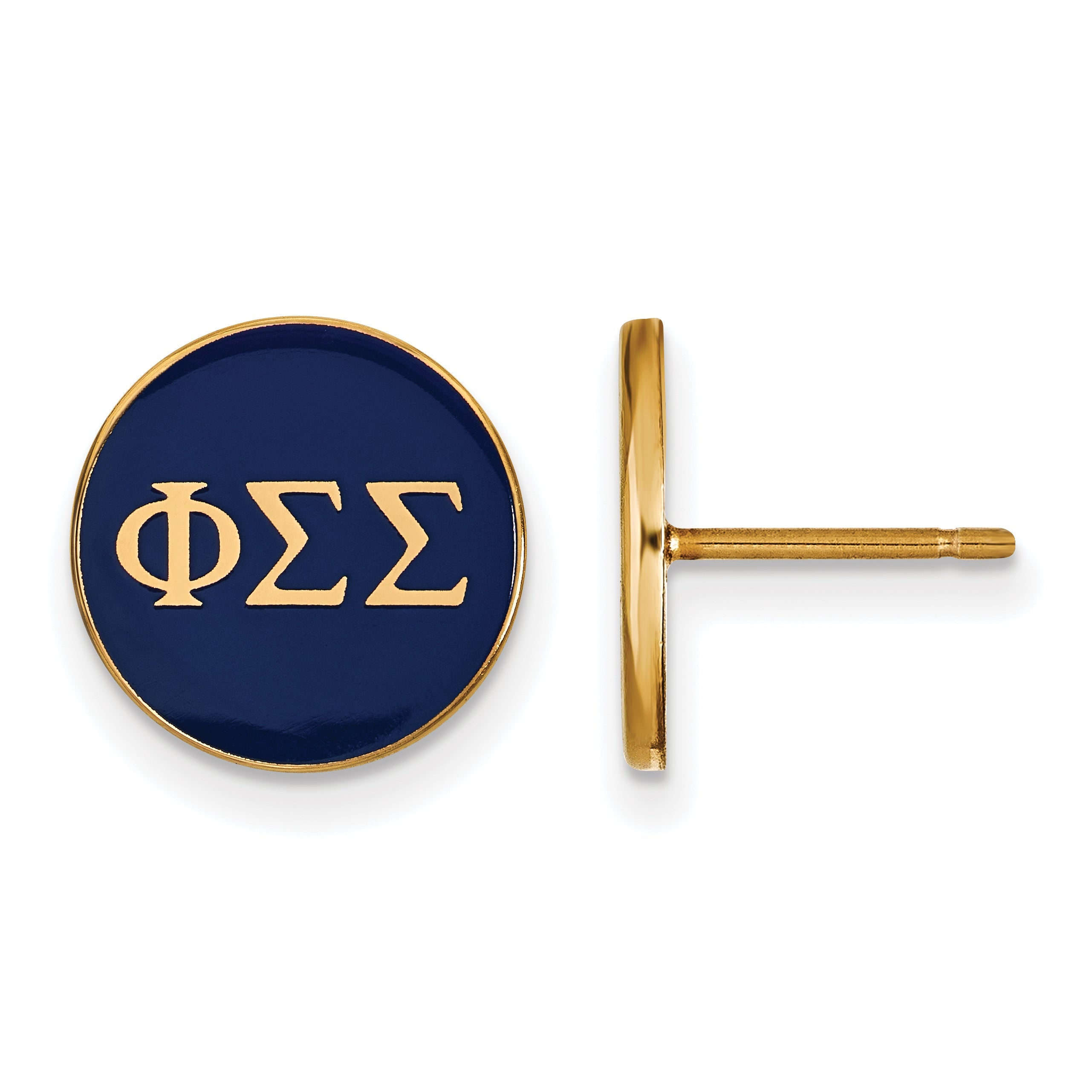 Gold Plated Sterling Silver Logoart Phi Sigma Sorority Greek Letters Color Enamel Post Earrings