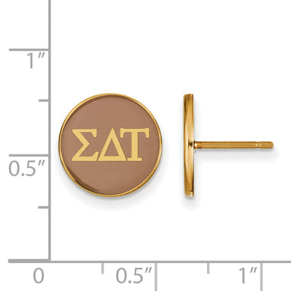 Gold Plated Sterling Silver Logoart Sigma Delta Tau Sorority Greek Letters Color Enamel Post Earrings