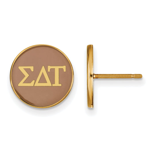 Gold Plated Sterling Silver Logoart Sigma Delta Tau Sorority Greek Letters Color Enamel Post Earrings