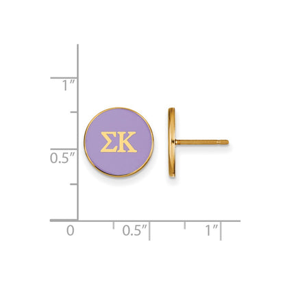 Gold Plated Sterling Silver Logoart Sigma Kappa Sorority Greek Letters Color Enamel Post Earrings