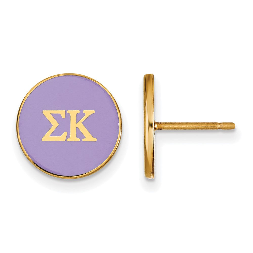 Gold Plated Sterling Silver Logoart Sigma Kappa Sorority Greek Letters Color Enamel Post Earrings