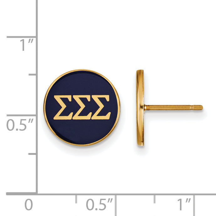Gold Plated Sterling Silver Logoart Sigma Sorority Greek Letters Color Enamel Post Earrings