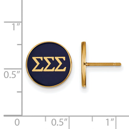 Gold Plated Sterling Silver Logoart Sigma Sorority Greek Letters Color Enamel Post Earrings