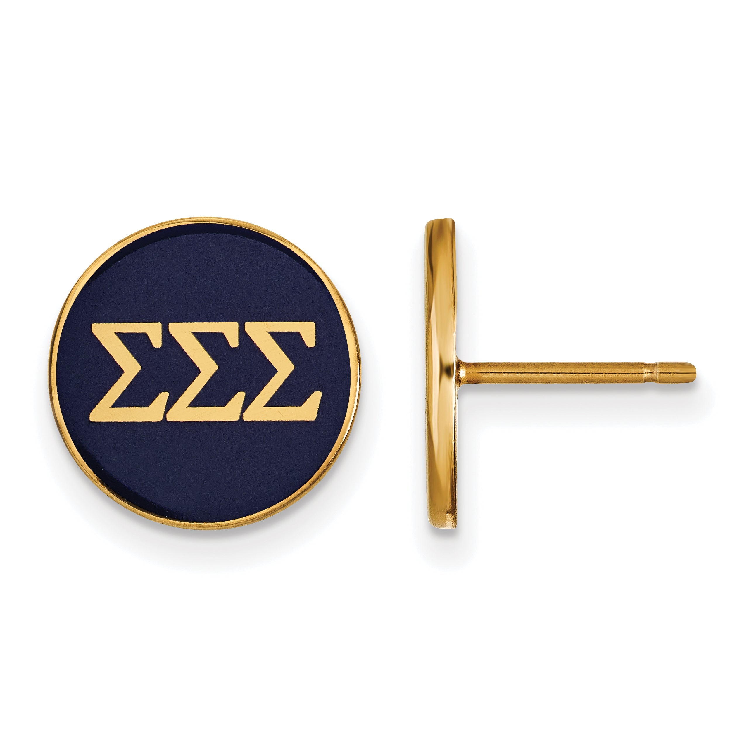 Gold Plated Sterling Silver Logoart Sigma Sorority Greek Letters Color Enamel Post Earrings