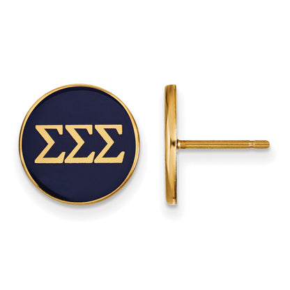 Gold Plated Sterling Silver Logoart Sigma Sorority Greek Letters Color Enamel Post Earrings