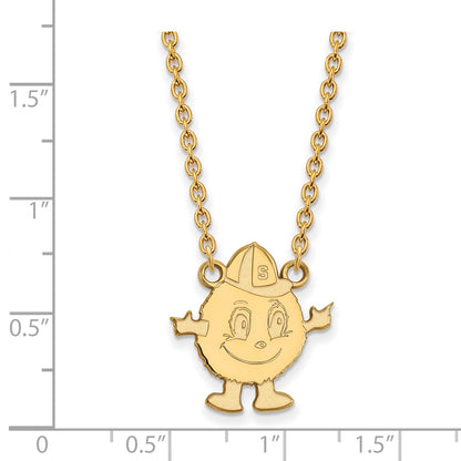 14K Yellow Gold Logoart Syracuse University Mascot Large Pendant 18 Inch Necklace