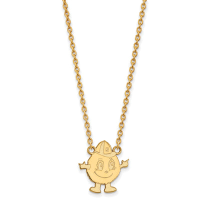 Gold Plated Sterling Silver Logoart Syracuse University Mascot Large Pendant 18 Inch Necklace