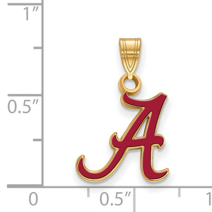 Gold Plated Sterling Silver Logoart University Of Alabama Letter A Small Enameled Pendant