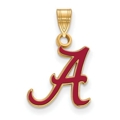Gold Plated Sterling Silver Logoart University Of Alabama Letter A Small Enameled Pendant