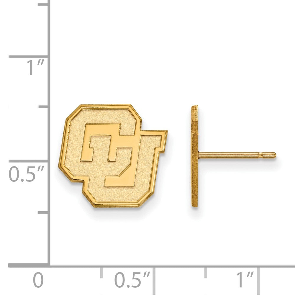 Gold Plated Sterling Silver Logoart University Of Colorado C U Small Post Earrings