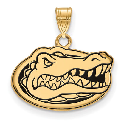 Gold Plated Sterling Silver Logoart University Of Florida Gator Small Enameled Pendant