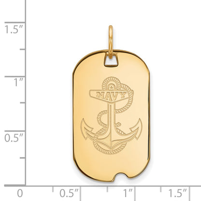 10K Yellow Gold Logoart Us Naval Academy Anchor Small Dog Tag Pendant
