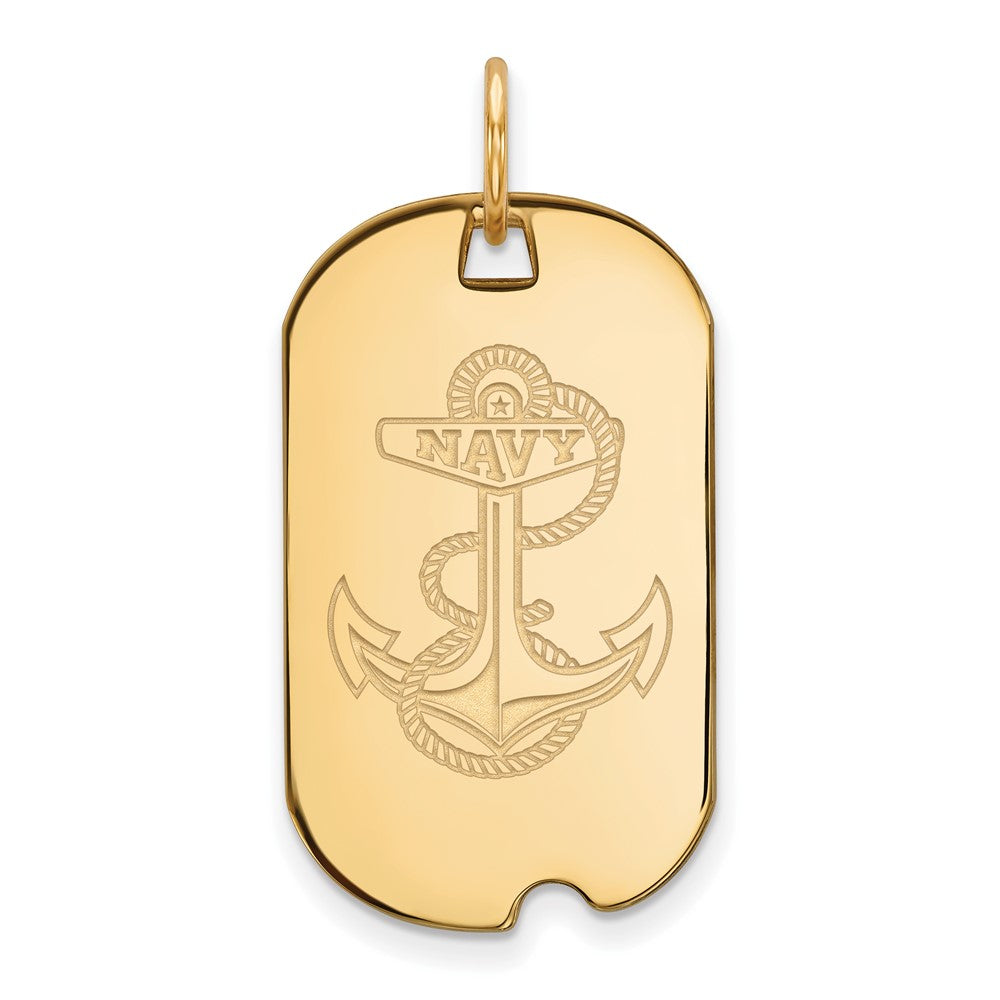 10K Yellow Gold Logoart Us Naval Academy Anchor Small Dog Tag Pendant