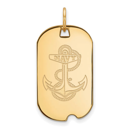 14K Yellow Gold Logoart Us Naval Academy Anchor Small Dog Tag Pendant