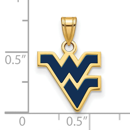 Gold Plated Sterling Silver Logoart West Virginia University W V Small Enameled Pendant