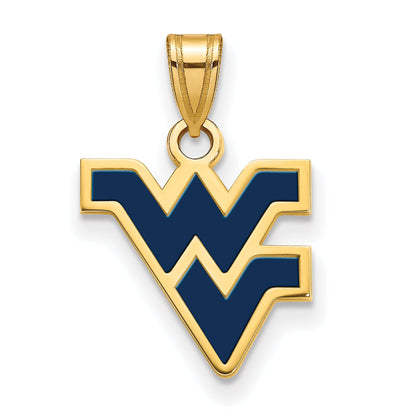 Gold Plated Sterling Silver Logoart West Virginia University W V Small Enameled Pendant